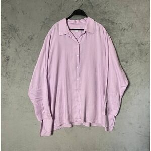 J Jill Coastal Cottagecore Linen Oversized Button Down Shirt Plus 4X Lavender